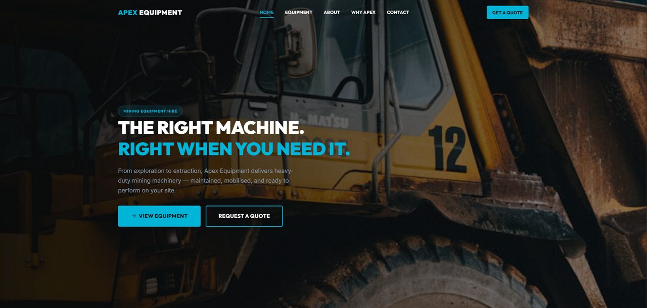 Apex Equipment website